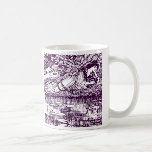 Taza De Café Mujer leyendo en un estanque