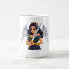 Taza De Café Mujer linda Ángeles con alas abiertas y espada