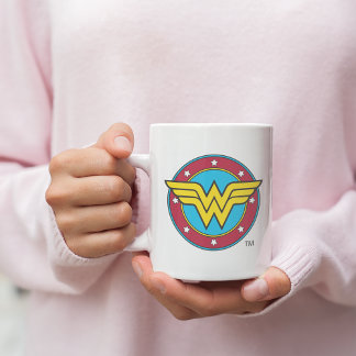 Taza De Café Mujer Maravilla | Logo Círculo y Estrellas