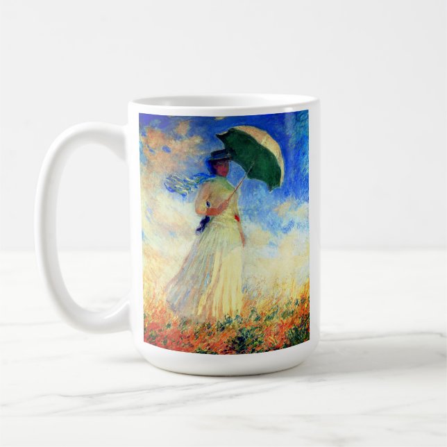 Taza De Café Mujer Monet con una sombrilla a la derecha (Izquierda)