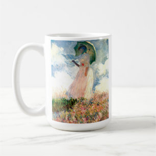 Taza De Café Mujer Monet con una sombrilla a la izquierda