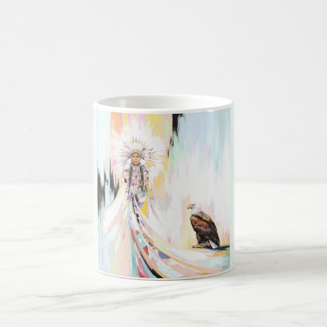 Taza De Café Mujer Nativa Estadounidense Y Águila (Centro)