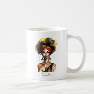 Taza De Café Mujer negra con pañuelo étnico