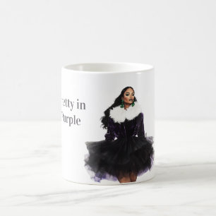 Taza De Café Mujer Negra Hermosa con Vestido Morado