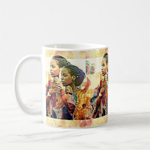 Taza De Café Mujer Negra Hermosa Digital   