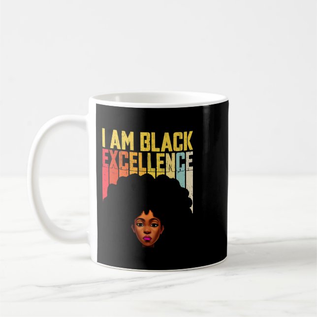 Taza De Café Mujer negra soy la excelencia negra afroamericana (Izquierda)