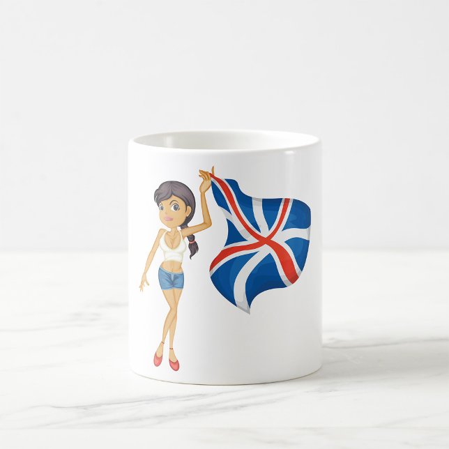 Taza De Café Mujer ondeando una bandera (Subido por el creador)