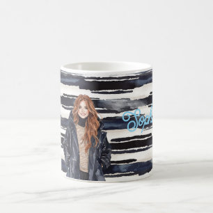 Taza De Café Mujer pelirroja con rayas azules