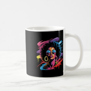 Taza De Café Mujer Reina negra afro melanina pintura goteo jun