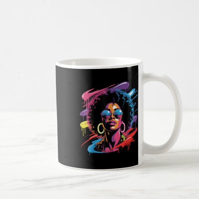 Taza De Café Mujer Reina negra afro melanina pintura goteo jun (Derecha)