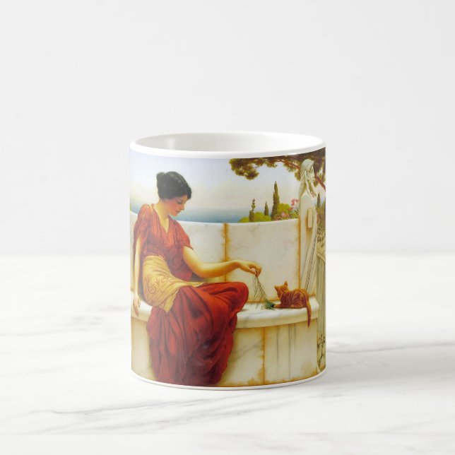 Taza De Café Mujer romana jugando con su gato favorito (Centro)