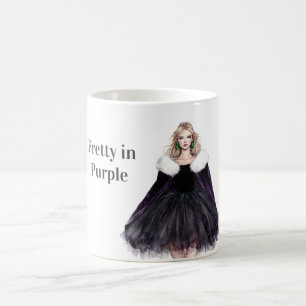 Taza De Café Mujer Rubia Hermosa con Vestido Morado