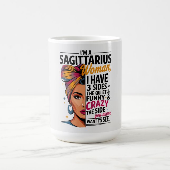 Taza De Café Mujer sagitario con tres lados de regalo gracioso (Centro)