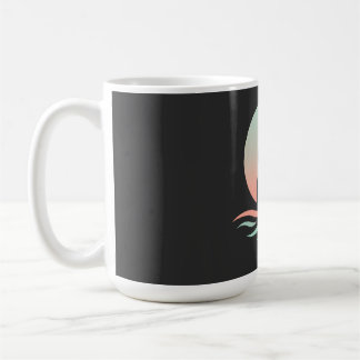 Taza De Café Mujer Serena Silueta en Olas Pastel