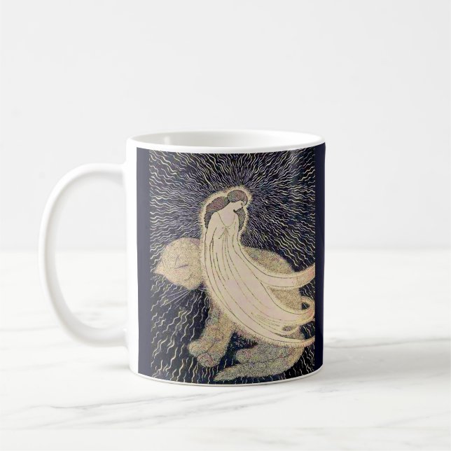Taza De Café mujer soñadora y gato (Izquierda)