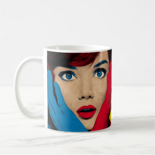 Taza De Café Mujer sorprendida en Pop Art
