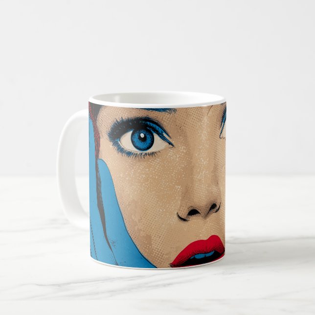 Taza De Café Mujer sorprendida en Pop Art (Anverso izquierdo)
