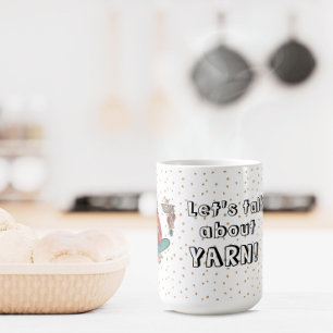 Taza De Café Mujer tejiendo un gato hablemos de la cita del hil