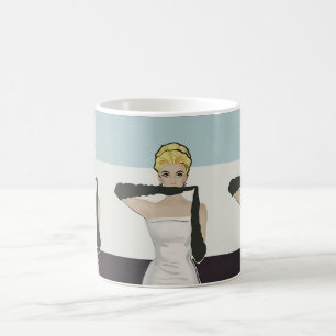 Taza De Café Mujer ventilado de 1950 con guantes nocturnos