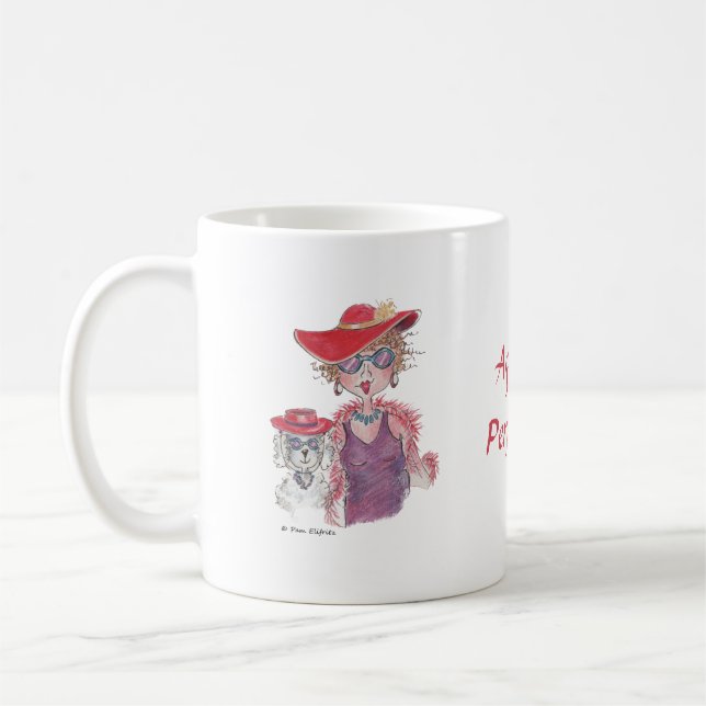 Taza De Café Mujer y caniche de Gorra rojo de edad (Izquierda)