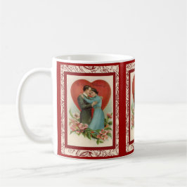 Taza De Café mujer y hombre vintage en corazón de San Valentín