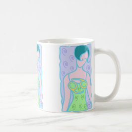 Taza De Café Mujer Zodiaca Cáncer de los años 1920 en verde