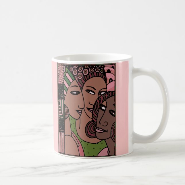 Taza De Café Mujeres afroamericanas rosadas y verdes (Derecha)