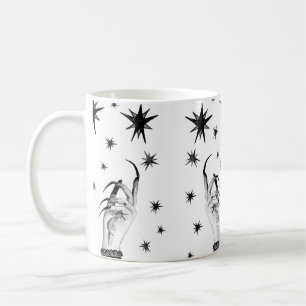 Taza De Café Mujeres con antecedentes con estrellas, manos bruj