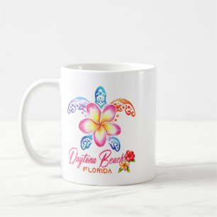 Taza De Café Mujeres Daytona Beach Tortuga Marina Plumeria Flor