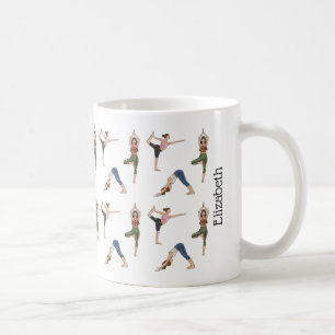 Taza De Café Mujeres en posturas de yoga patrón de entrenamient