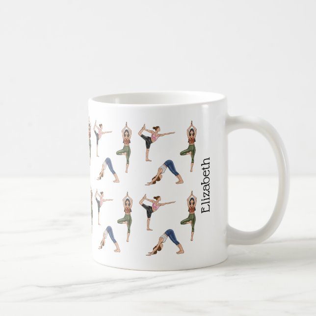 Taza De Café Mujeres en posturas de yoga patrón de entrenamient (Derecha)