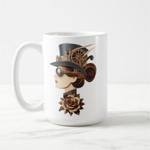 Taza De Café Mujeres gorras de Steampunk enfrentan el arte mode