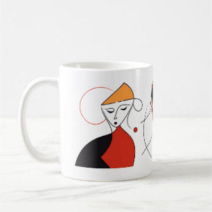 Taza De Café Mujeres minimalistas En Línea Abstrata