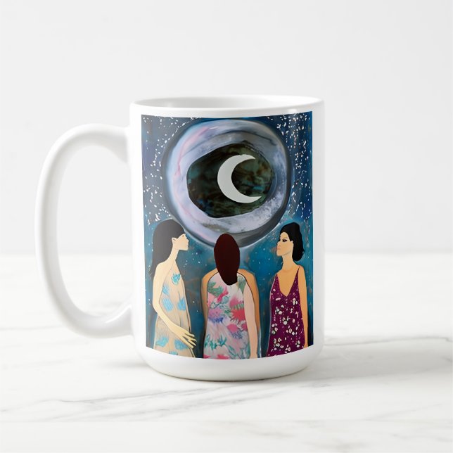 Taza De Café Mujeres mirando el arte de la luna (Izquierda)