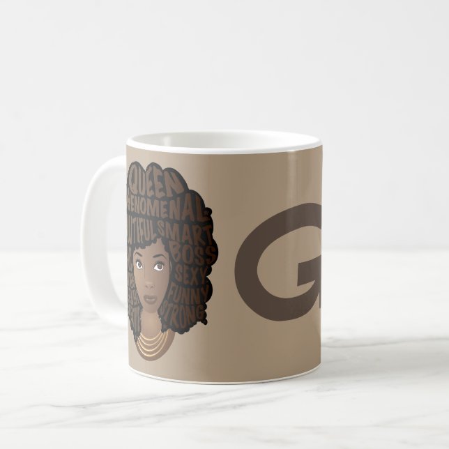 Taza De Café Mujeres motivadoras negras, Taupe Brown (Anverso izquierdo)