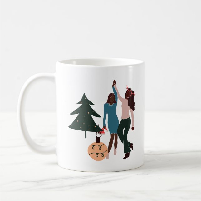 Taza De Café Mujeres negras ilustran a Navidades café tazón (Izquierda)