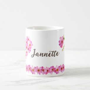 Taza De Café Mujeres personalizadas con flores rosadas