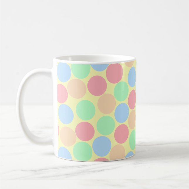 Taza De Café Multi-Color Pastel Dots Pattern (Izquierda)