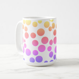 Taza De Café multicolor rosa lila amarillo de lunares