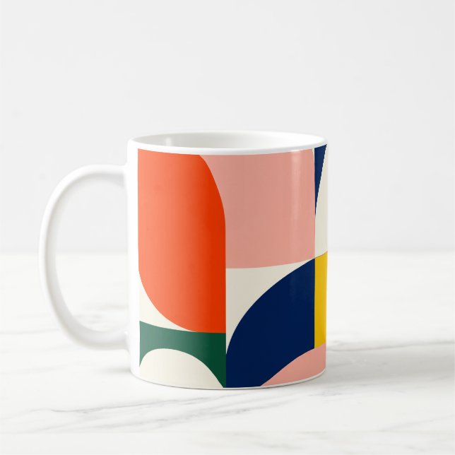 Taza De Café Multicolor Rounded Geometric Composition (Izquierda)
