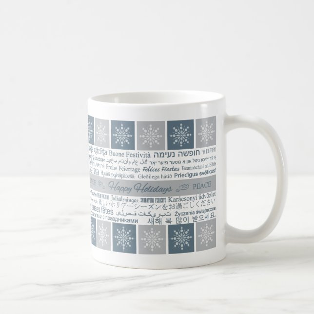 Taza De Café Multilingüe Happy Holidays mugs (Derecha)