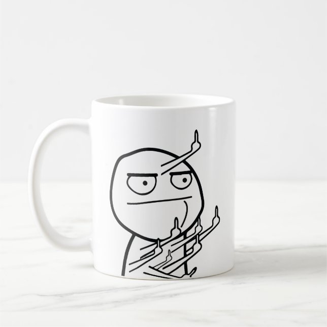 Taza De Café Multiple Middle Fingers Rage Face Meme Mug (Izquierda)