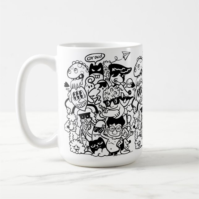Taza De Café Multitud de personajes de caricatura quirky (Izquierda)