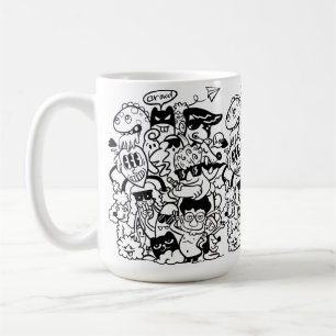Taza De Café Multitud de Personajes de Dibujos Animados Excéntr