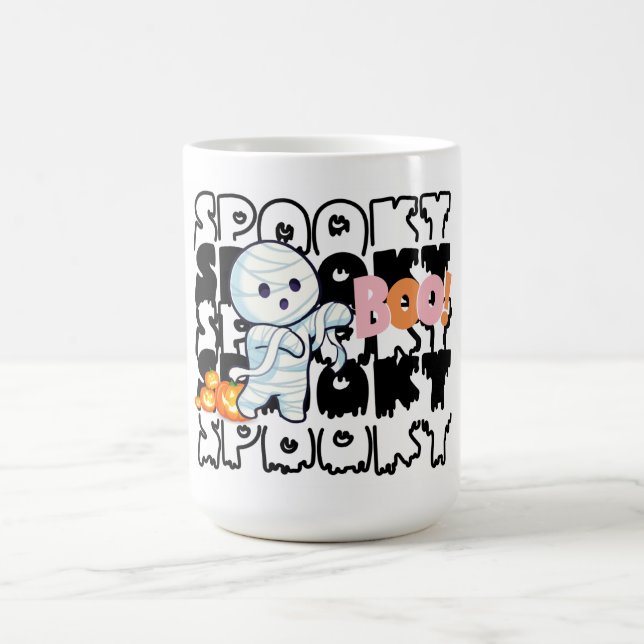 Taza De Café Mummy Mug de Halloween lindo - ¡Boo! (Centro)
