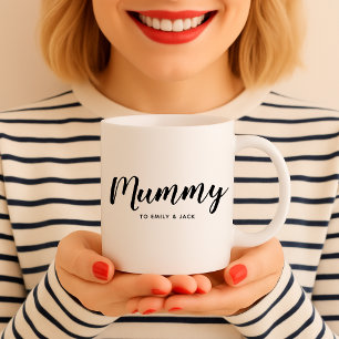 Taza De Café Mummy   Niños de Mamá moderna nombran Día de la Ma