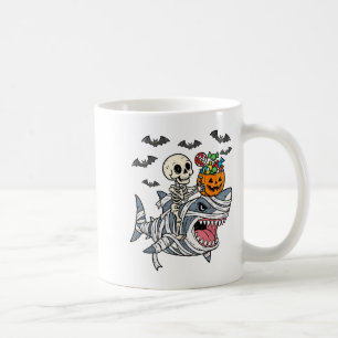 Taza De Café Mummy Tiburón montando esqueleto Halloween niños p