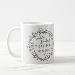 Taza De Café mundial más grande profesor moderno mínimo wreath
