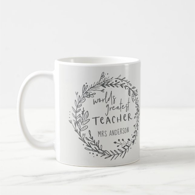 Taza De Café mundial más grande profesor moderno mínimo wreath (Izquierda)