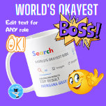 Taza De Café MUNDO BUENO BOSS Funny Top Search Result Coffee<br><div class="desc">La mejor peluca de regalo de Novedad personalizada del motor de búsqueda de Personalizable del mundo. Perfecto para CUALQUIER persona (simplemente añada su nombre y título de premio) para CUALQUIER ocasión. Puedes editar el texto para que este premio sea para los mejores del mundo, número 1, número 1, más grande,...</div>